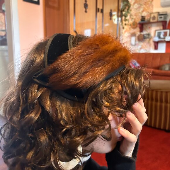 1950s MINK fur and velolur Fascinator headband! - Picture 5 of 12